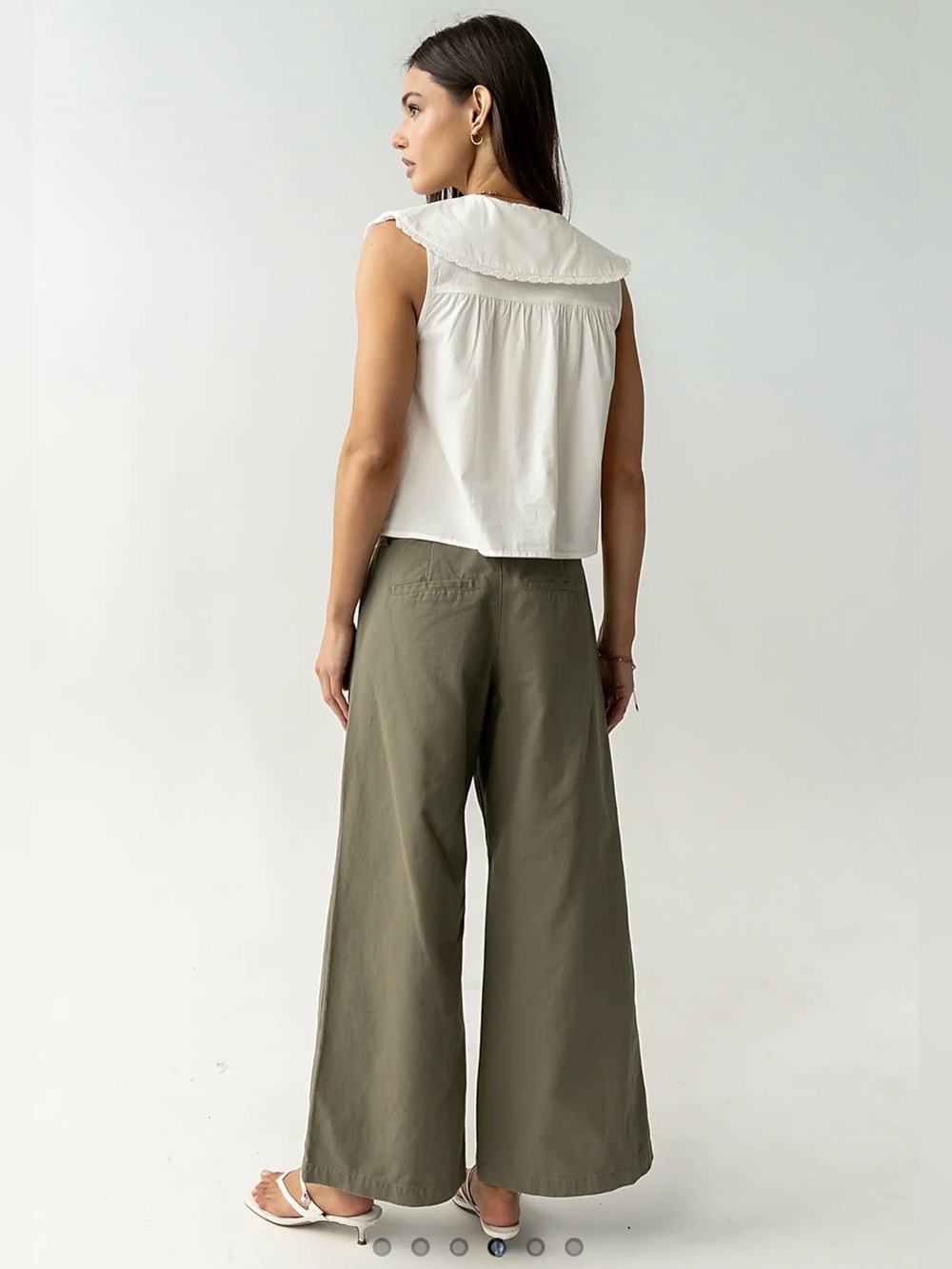 bohme White Sleeveless Button-Front Top with Scalloped Peter Pan Collar NWOT - Picture 5 of 6